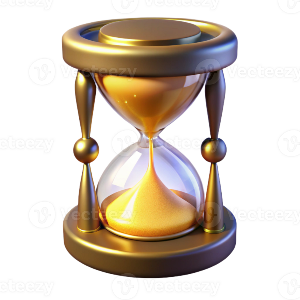 impressive artistic Golden Hourglass 3D Render high quality png