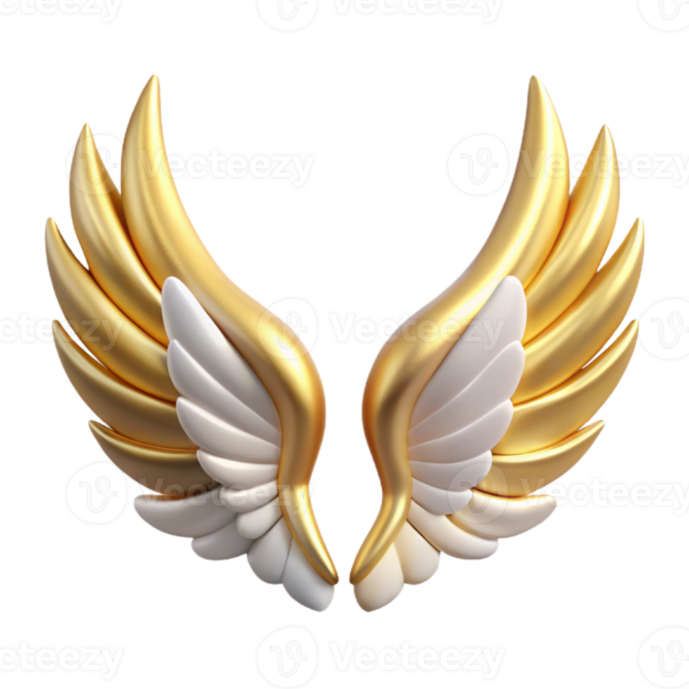 magnificent abstract Golden Wings 3D Render high resolution png