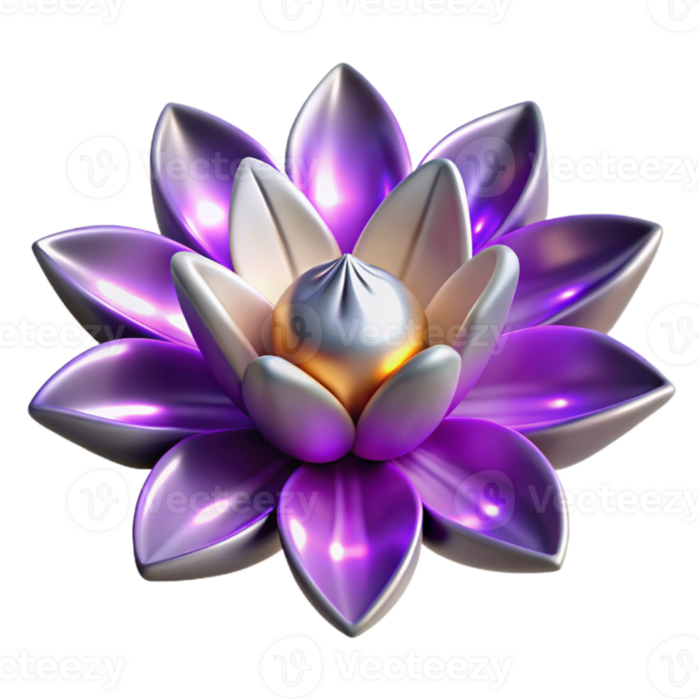 magnificent traditional 3D Render Purple Lotus Flower with Golden Center genuine png