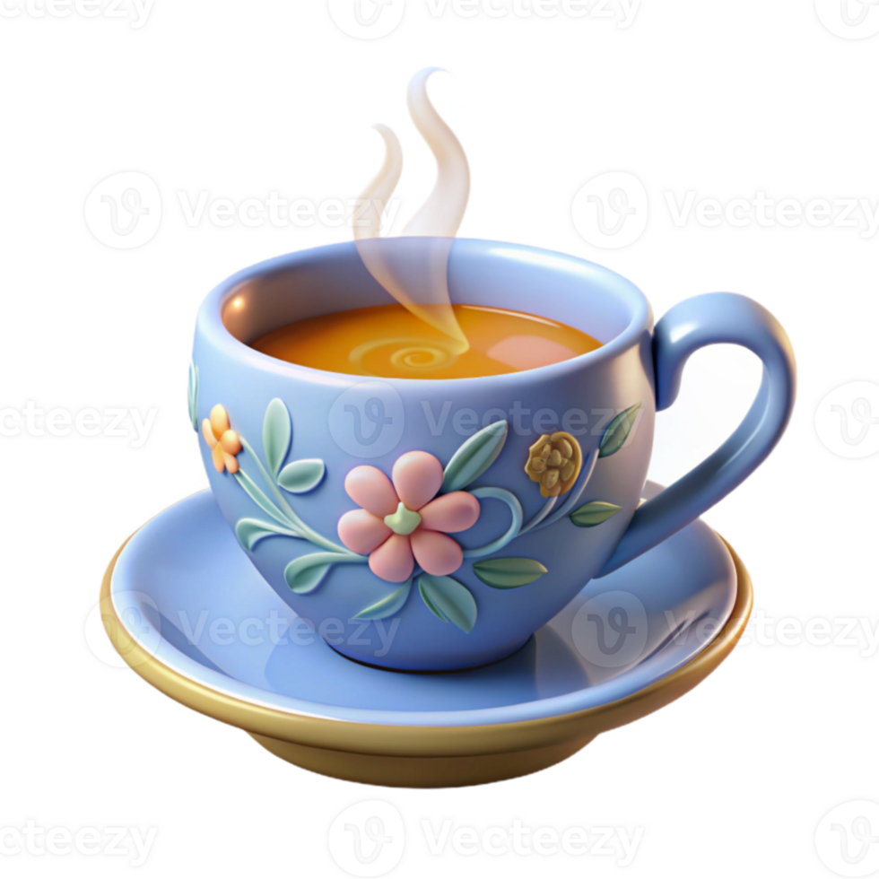 beautiful abstract Steaming Cup of Tea 3D Illustration high quality png