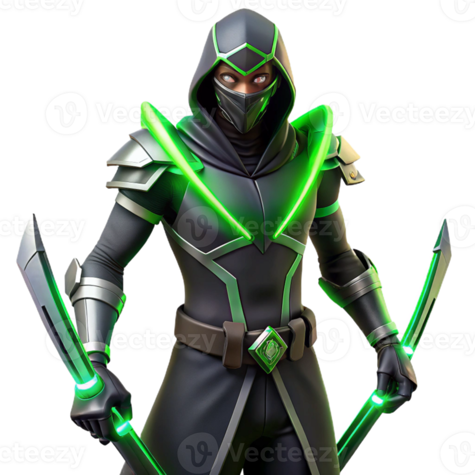 stunning creative Green Ninja 3D Render high resolution png