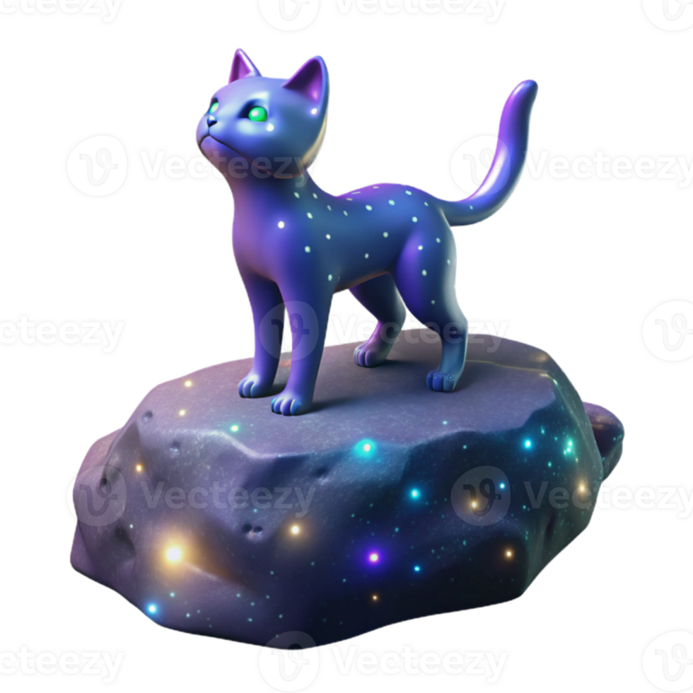 extraordinary modern Cosmic Cat 3D Render high resolution png