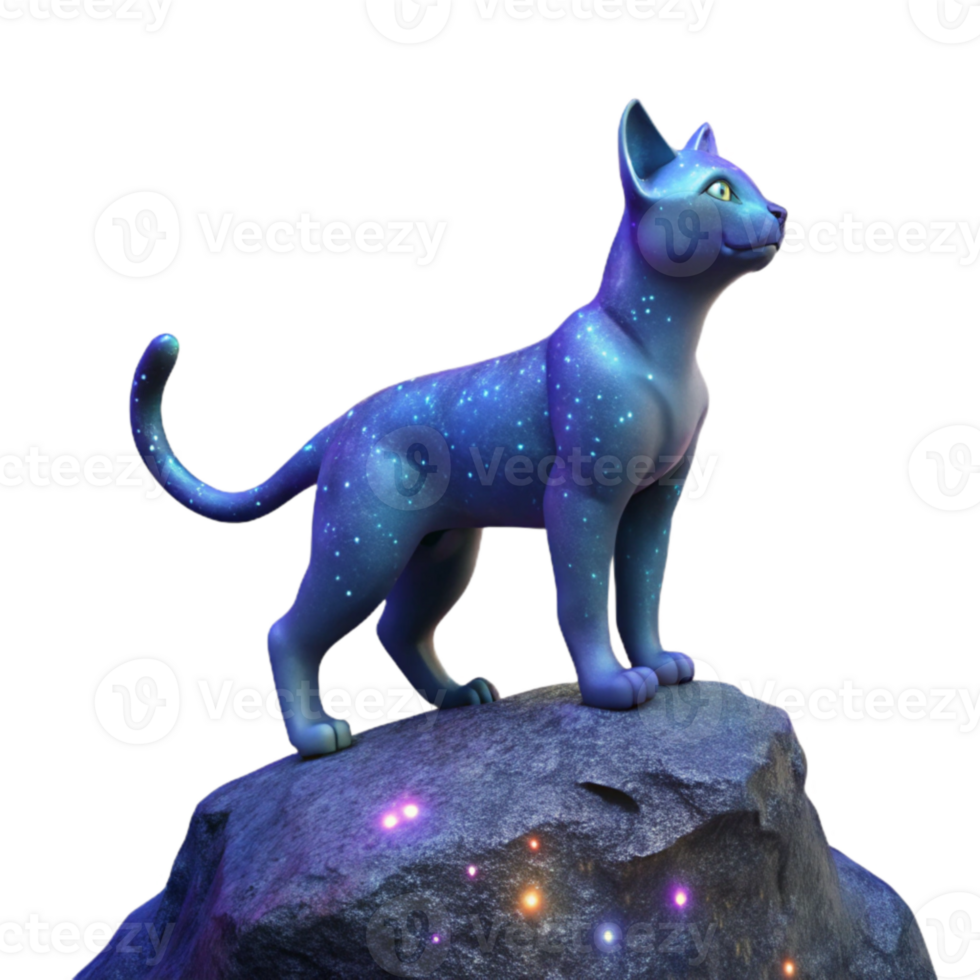 magnificent vintage Celestial Cat 3D Render professional png