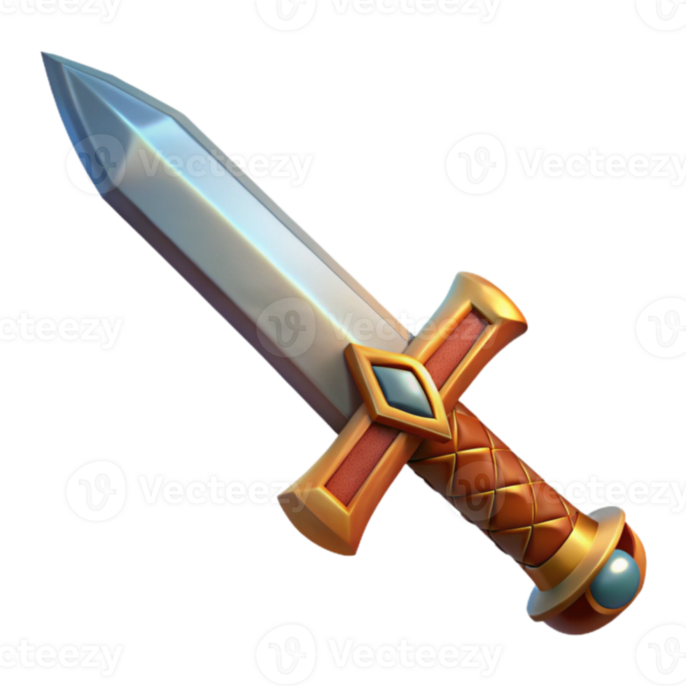 serene traditional Stylized 3D Sword Render 4K png