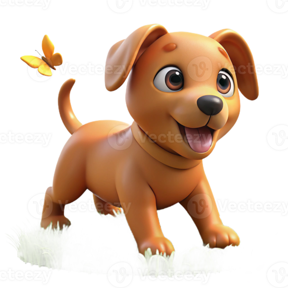 wonderful vintage Adorable 3D Puppy in Grass Illustration high resolution png