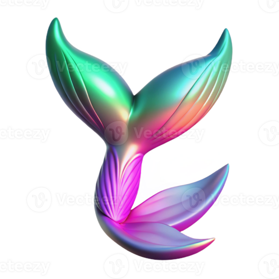 dramatic traditional Iridescent Mermaid Tail 3D Render professional png