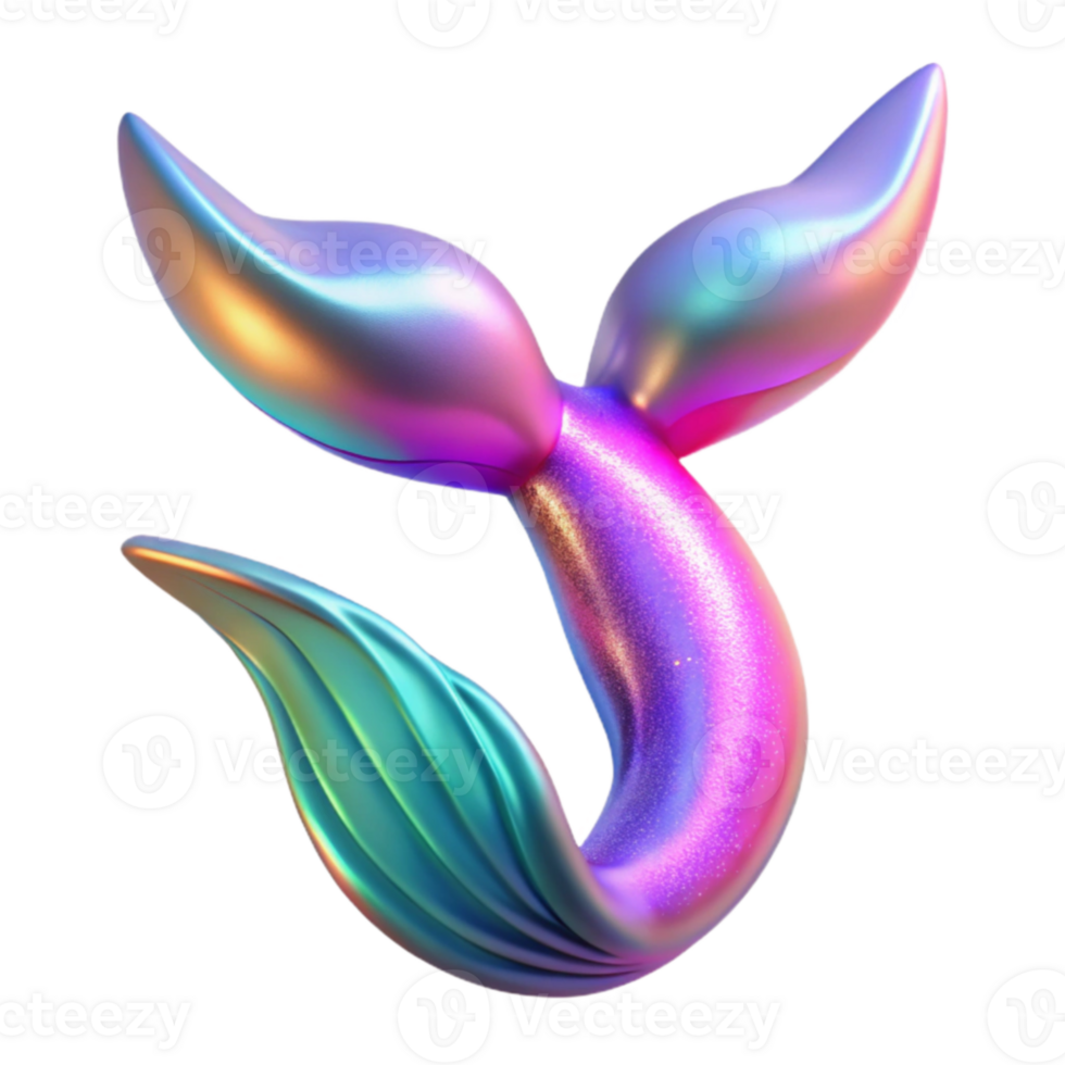 wonderful contemporary Iridescent Mermaid Tail 3D Render high quality png