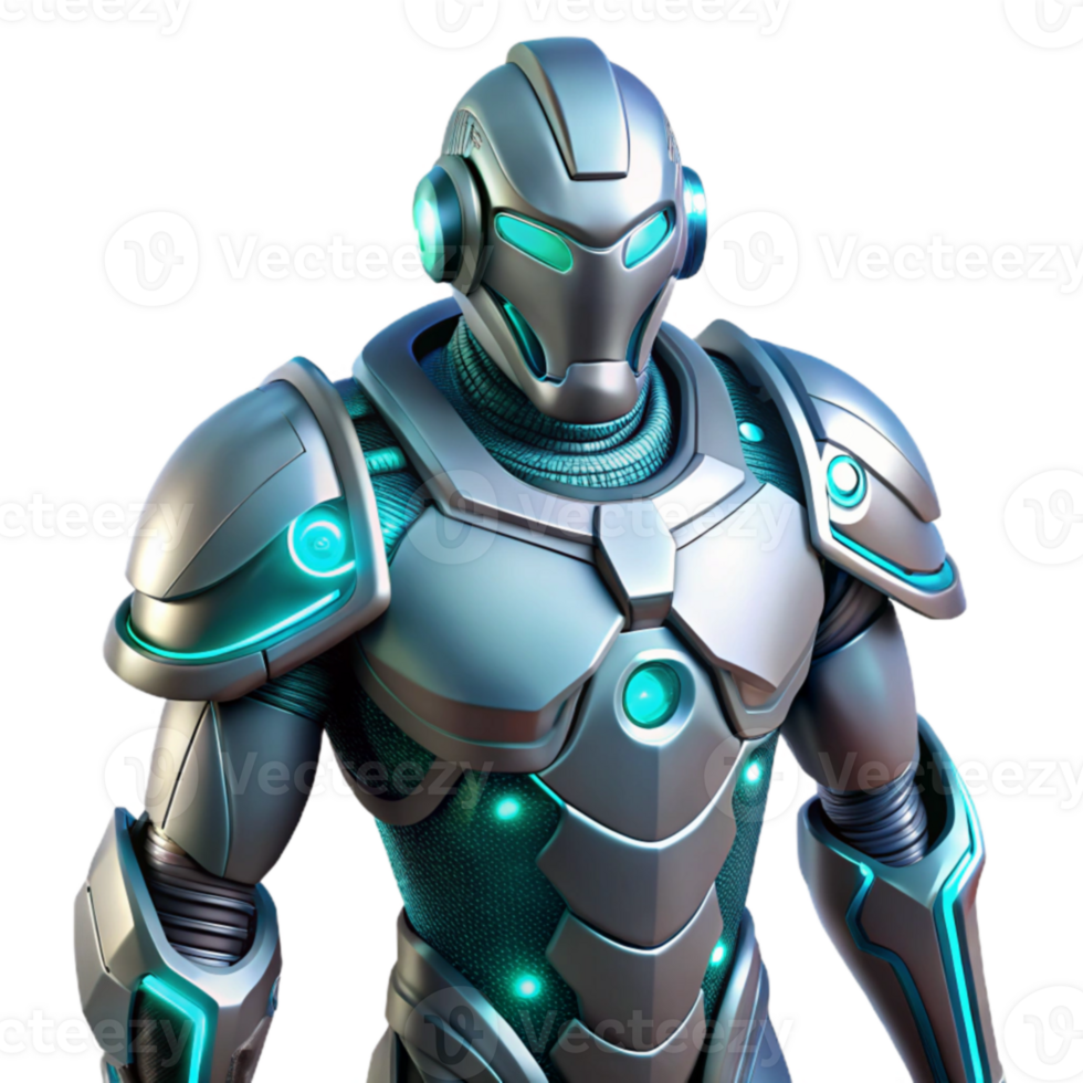 magnificent rustic Futuristic Robot 3D Render high resolution png