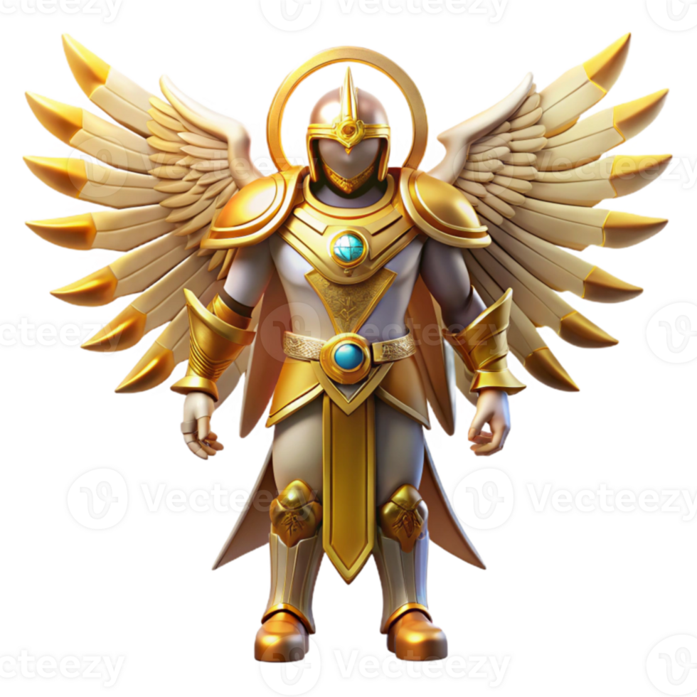 magnificent minimalist Golden Angel 3D Render high resolution png