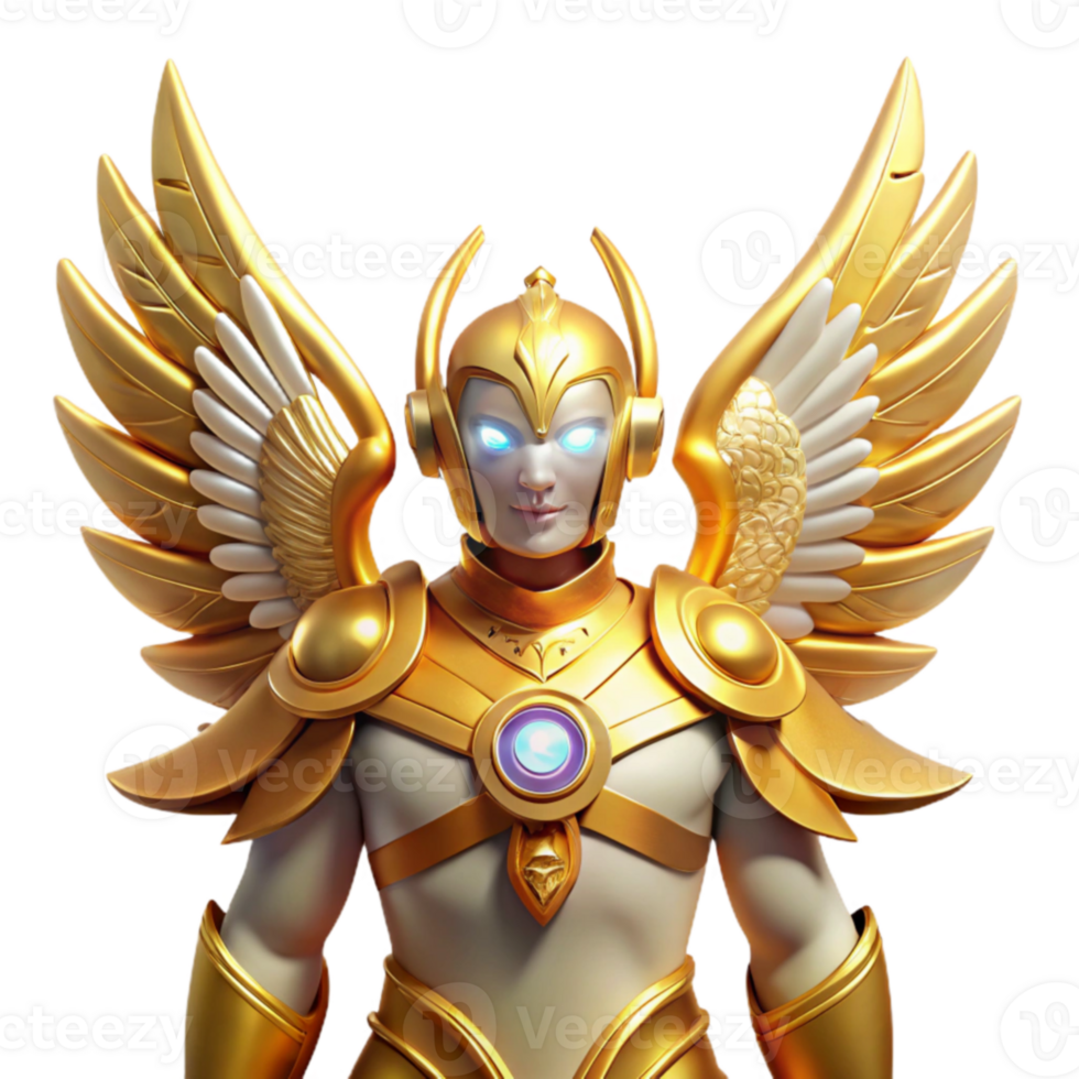 magnificent modern Golden Angel 3D Render genuine png