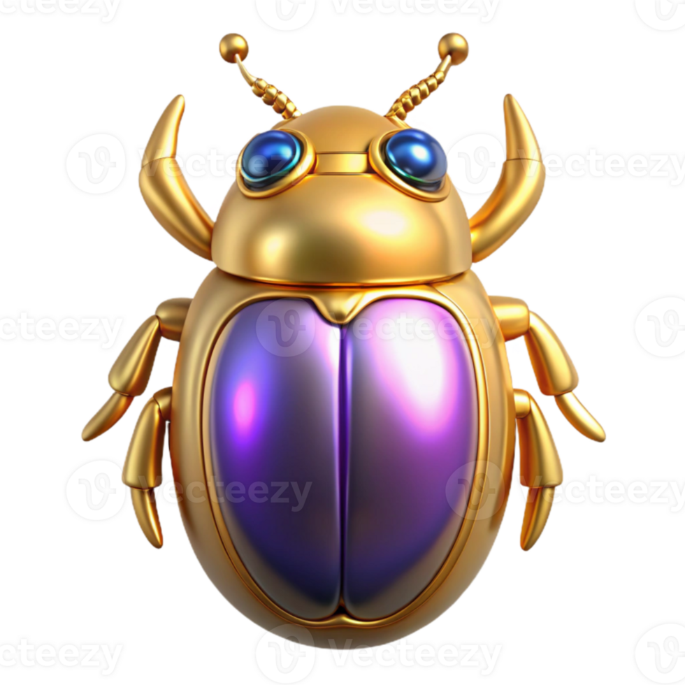 extraordinary artistic Golden Beetle 3D Render 4K png