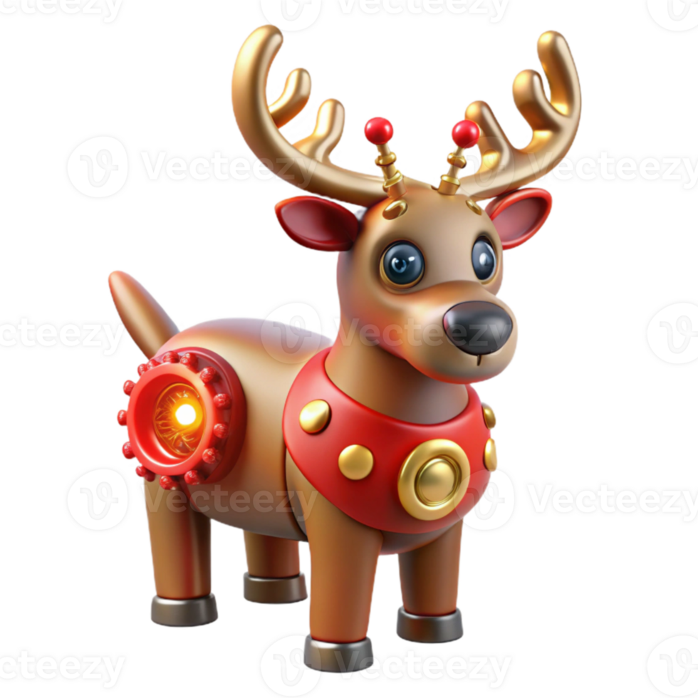 serene classic 3D Render of a Festive Robotic Reindeer high quality png