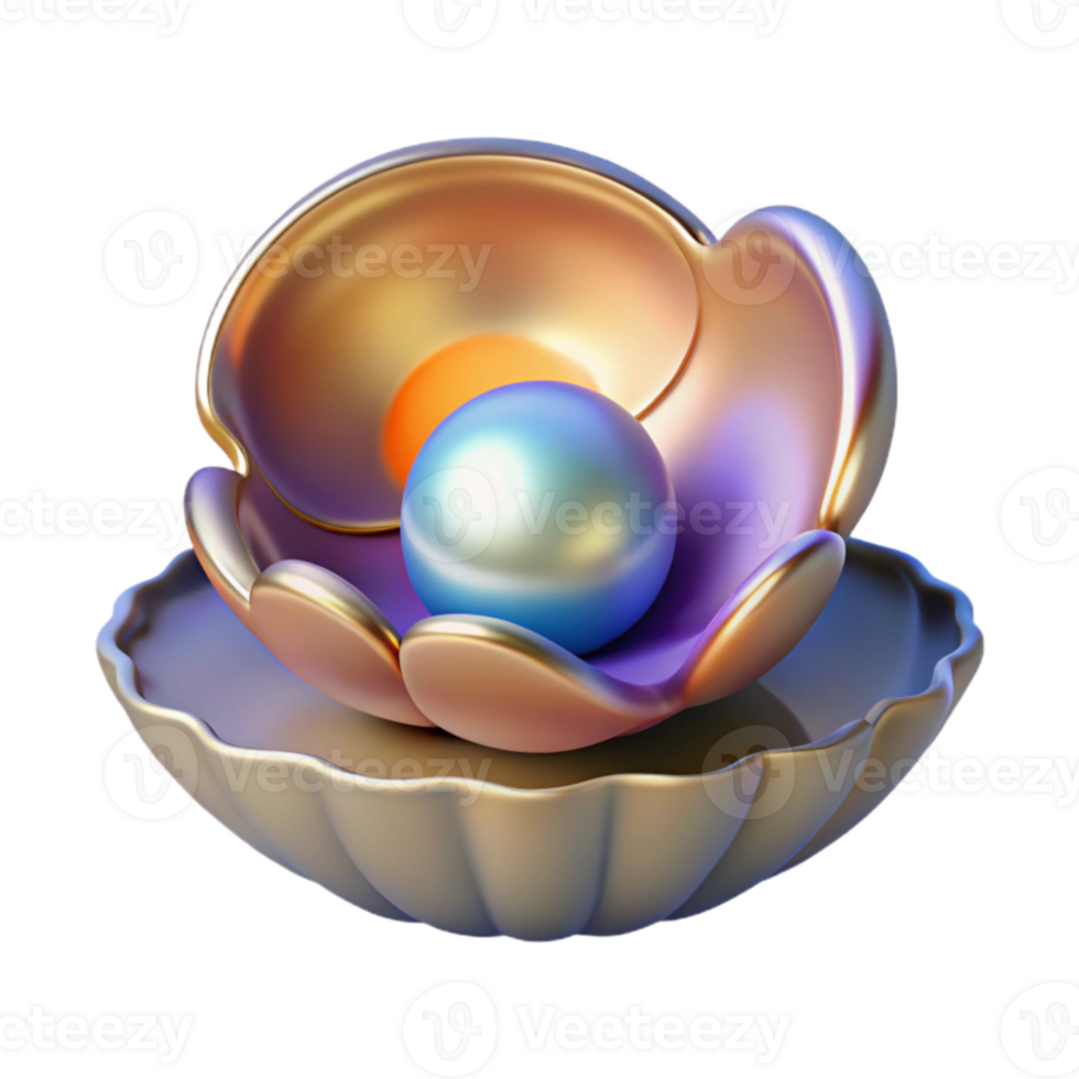 vibrant minimalist 3D Render of Pearl in Shell exclusive png