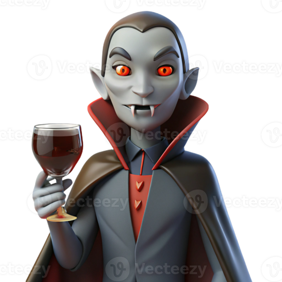 beautiful rustic 3D Cartoon Vampire Illustration high resolution png