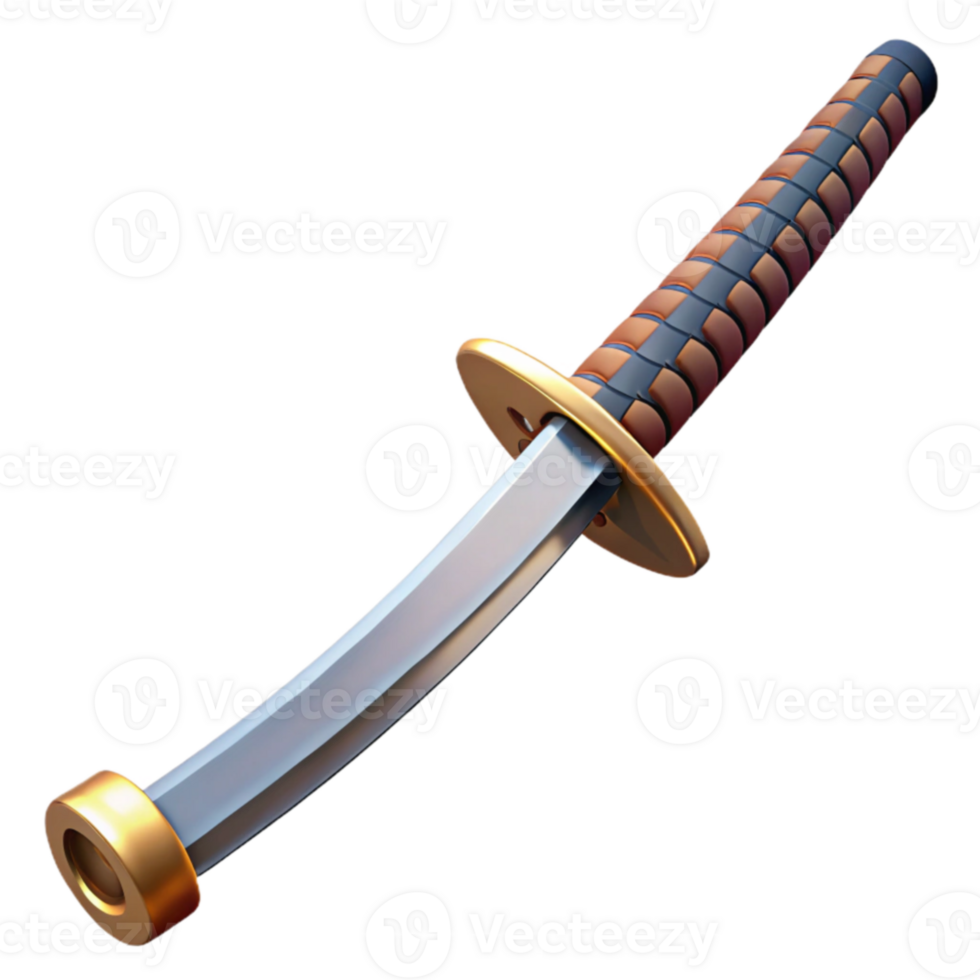 serene classic 3D Render of a Katana Sword high resolution png