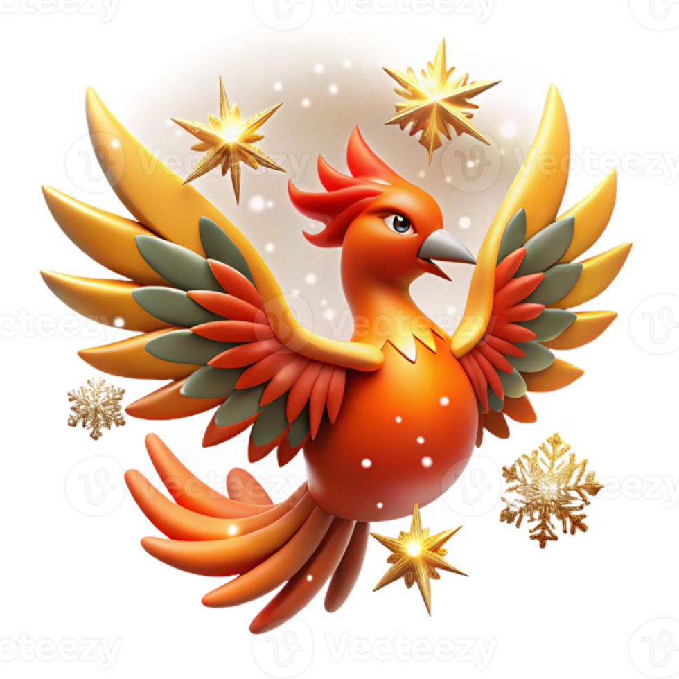 dramatic abstract 3D Render of a Mythical Firebird original png