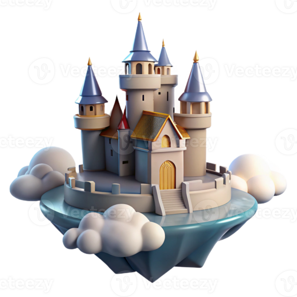 stunning traditional Fantasy Castle 3D Render Illustration genuine png