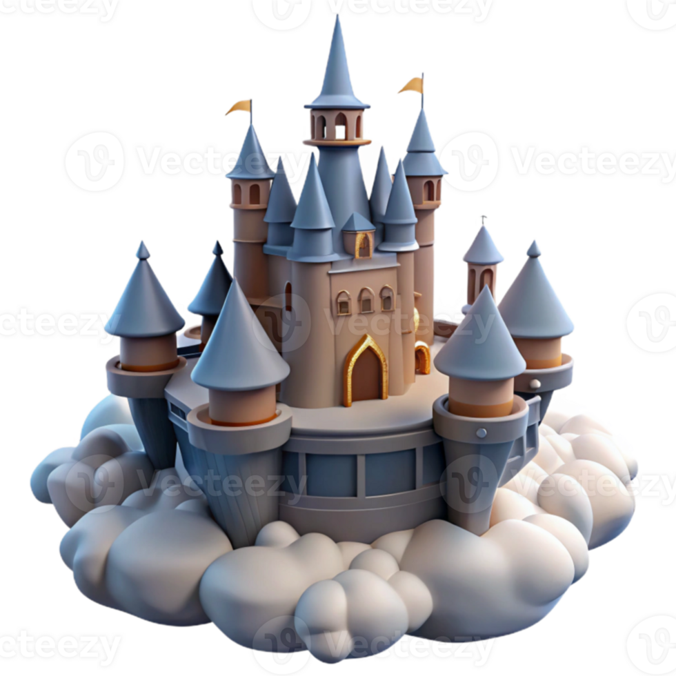 wonderful rustic Fairytale Castle 3D Render Illustration original png