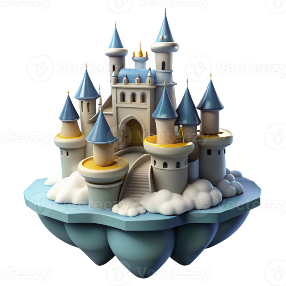 stunning vintage Fairytale Castle 3D Render detailed png