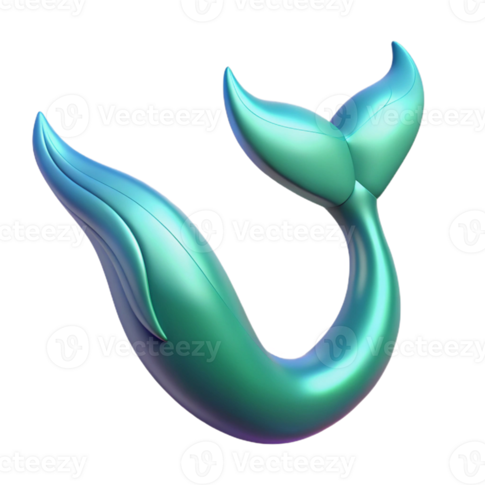 dramatic modern Teal Mermaid Tail 3D Render high resolution png