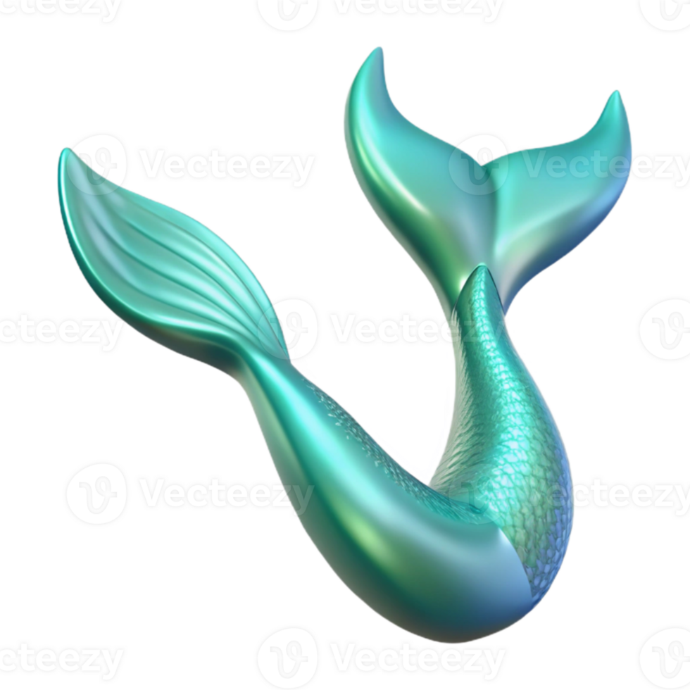 impressive classic Teal Mermaid Tail 3D Render exclusive png