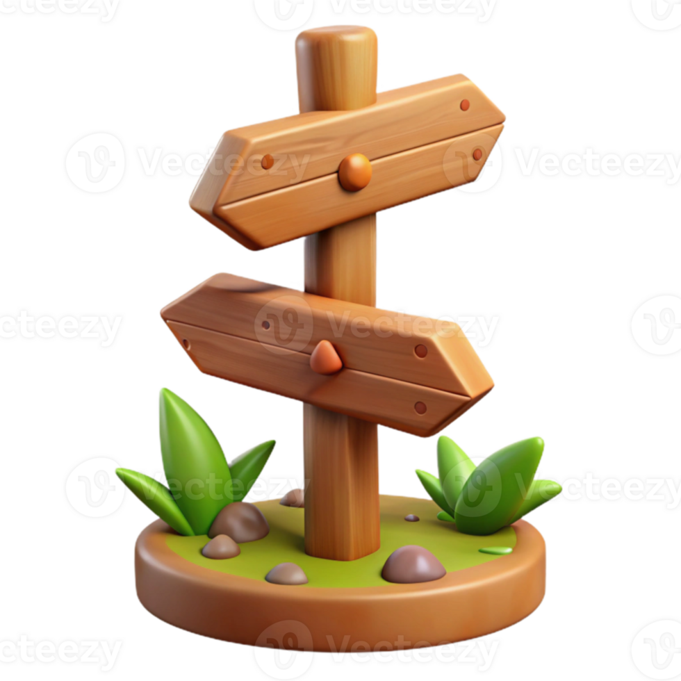 impressive modern Cartoon Wooden Signpost 3D Render exclusive png