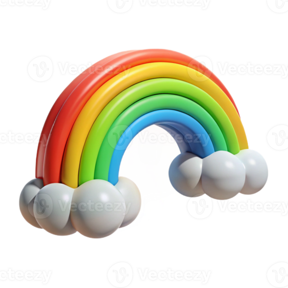 impressive abstract 3D Rainbow Illustration with Clouds original png