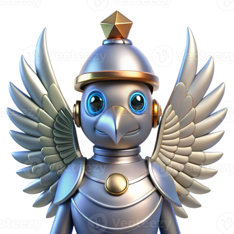 magnificent contemporary 3D Render of a Robotic Bird in Armor high quality png