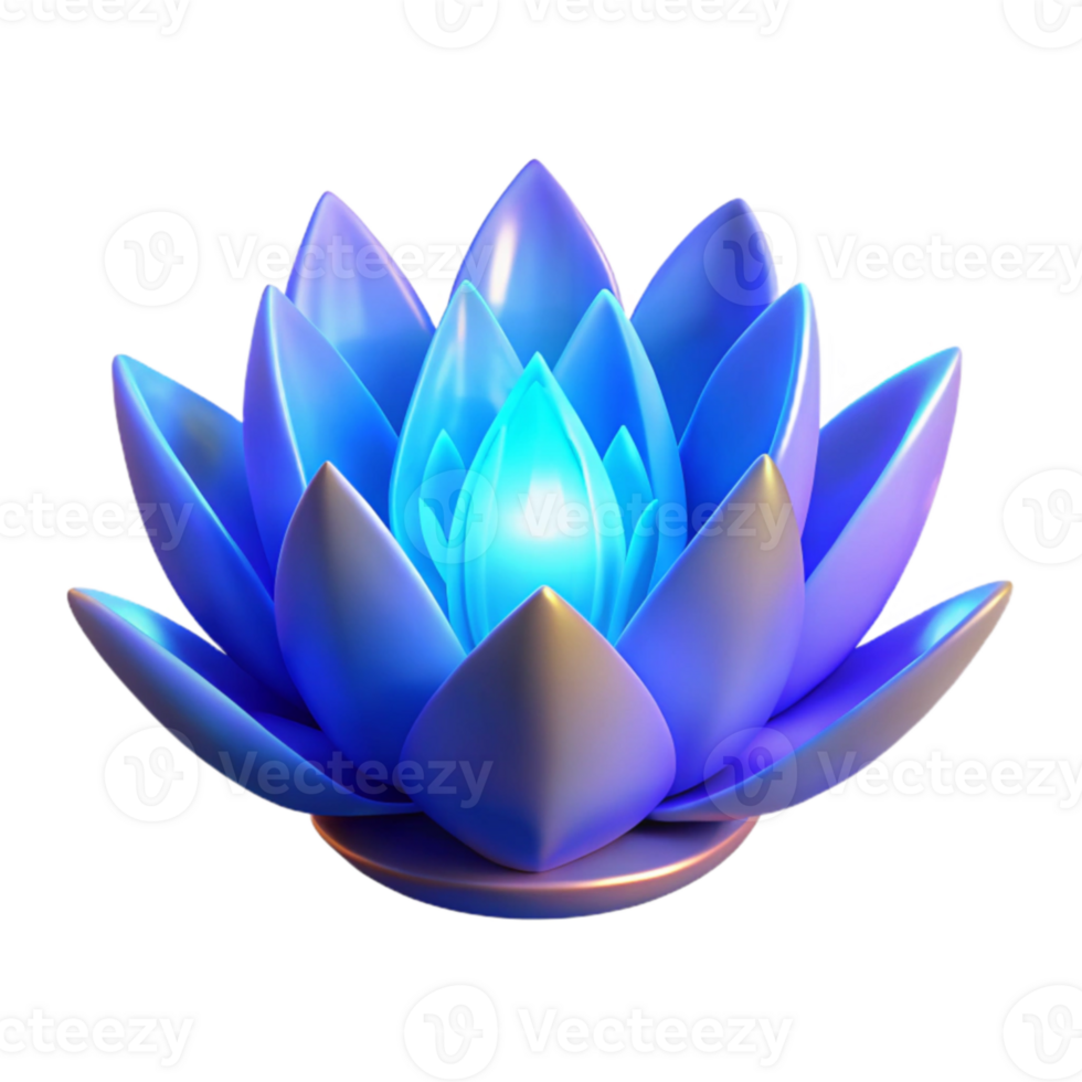 beautiful abstract Glowing Blue Lotus 3D Render original png