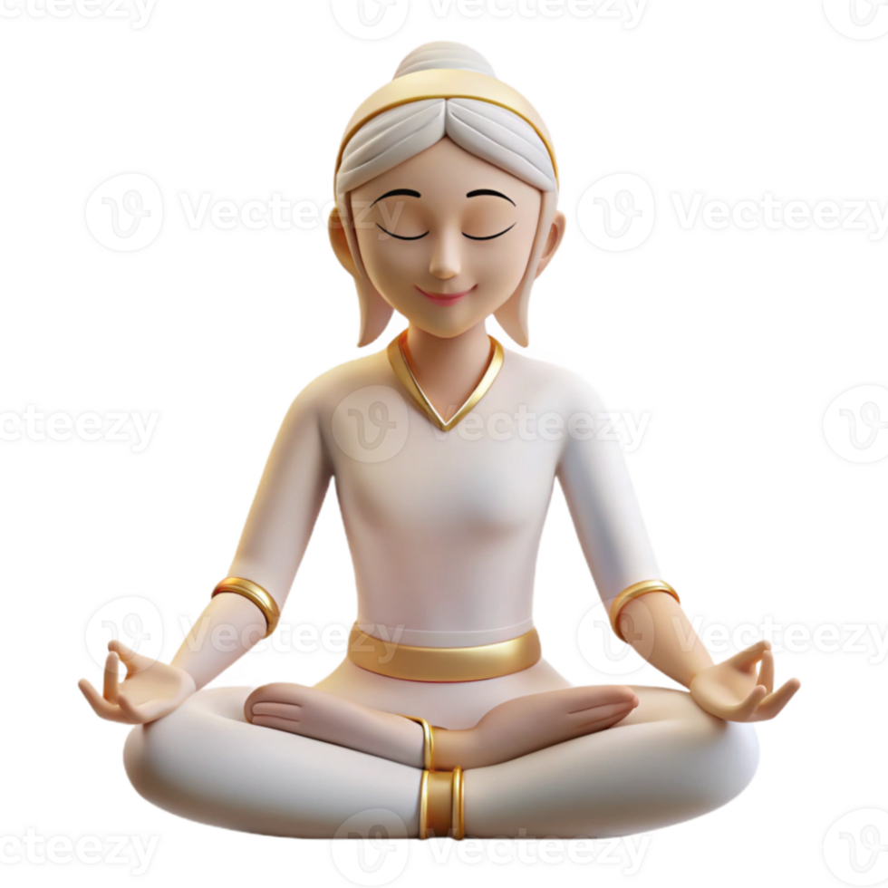 extraordinary traditional Serene 3D Render of Woman Meditating professional png