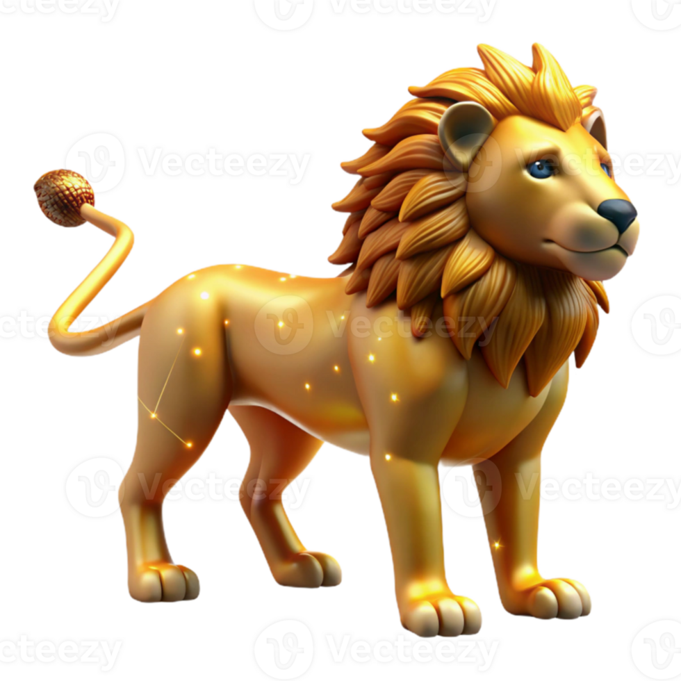 stunning classic Golden Lion 3D Render high quality png