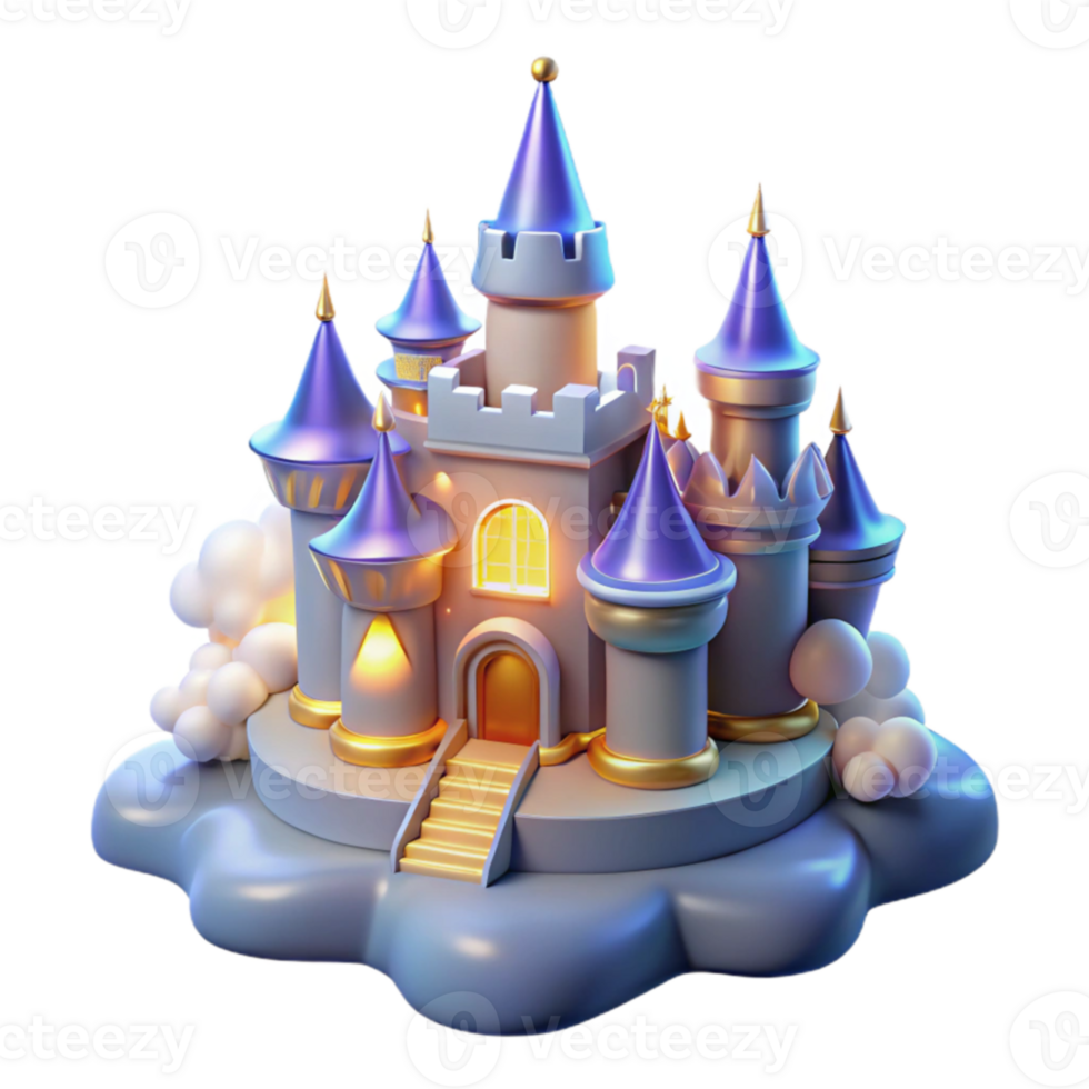 dramatic traditional Enchanted 3D Castle Illustration original png