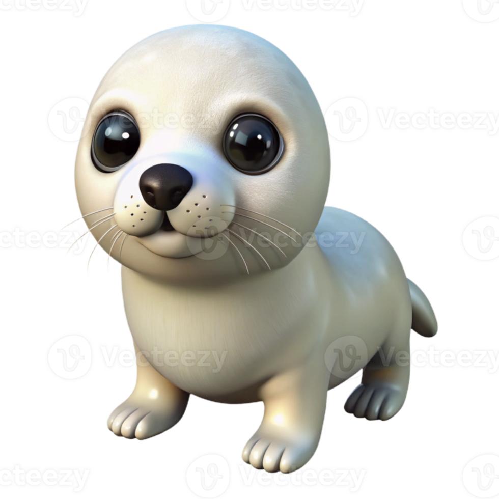 impressive minimalist Adorable 3D Baby Seal Illustration high quality png