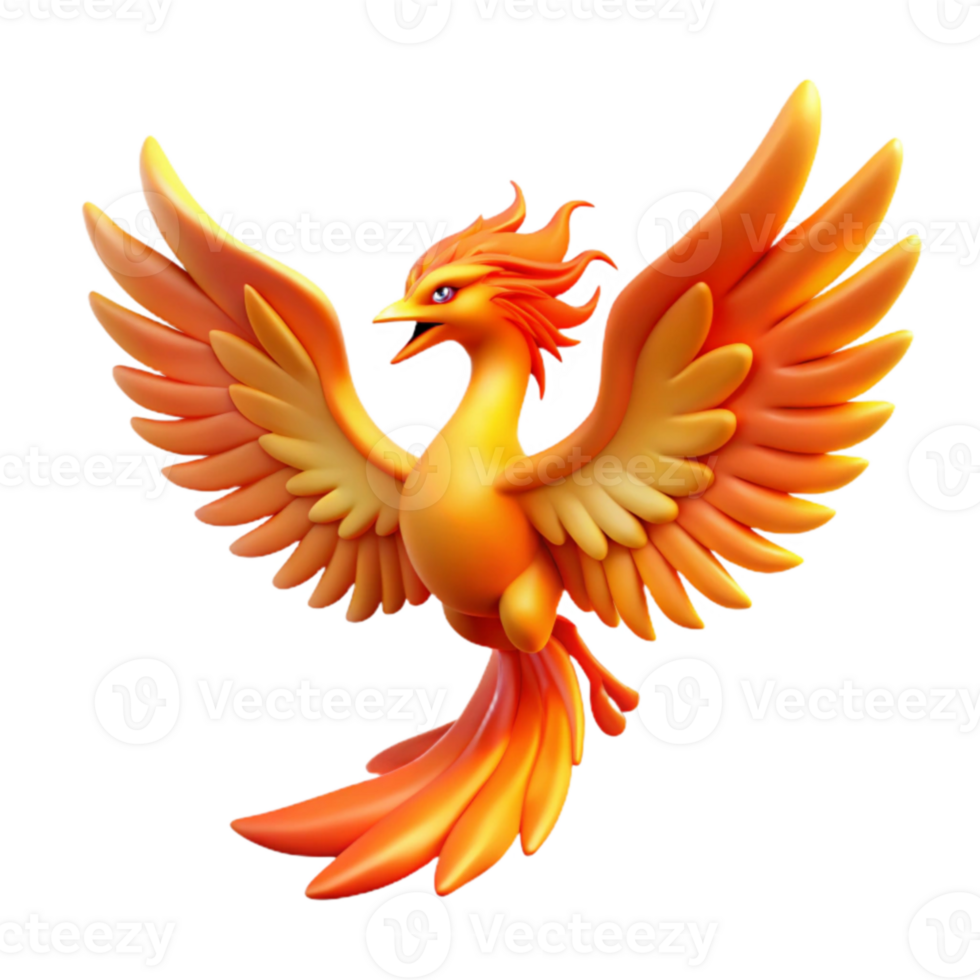 impressive modern 3D Render of a Mythical Phoenix Bird 4K png