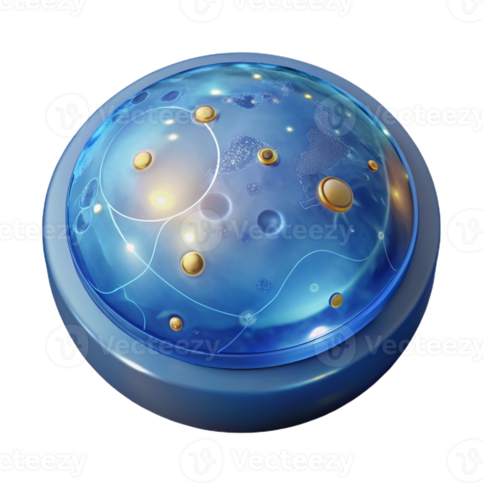 vibrant vintage 3D Render of a Blue Sphere with Gold Accents premium png