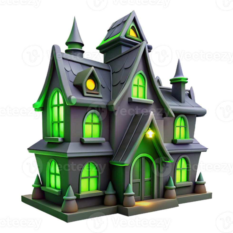 dramatic artistic Spooky 3D Haunted House Illustration exclusive png