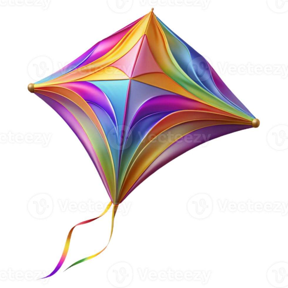 elegant traditional Rainbow Kite 3D Illustration authentic png