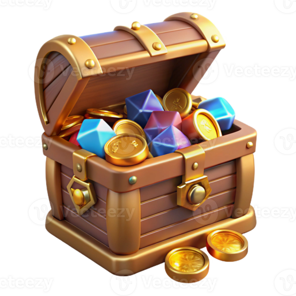 impressive creative 3D Render Treasure Chest Game Asset high resolution png