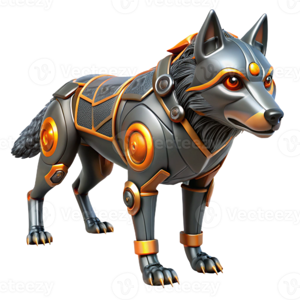 extraordinary creative Cybernetic Wolf 3D Render original png