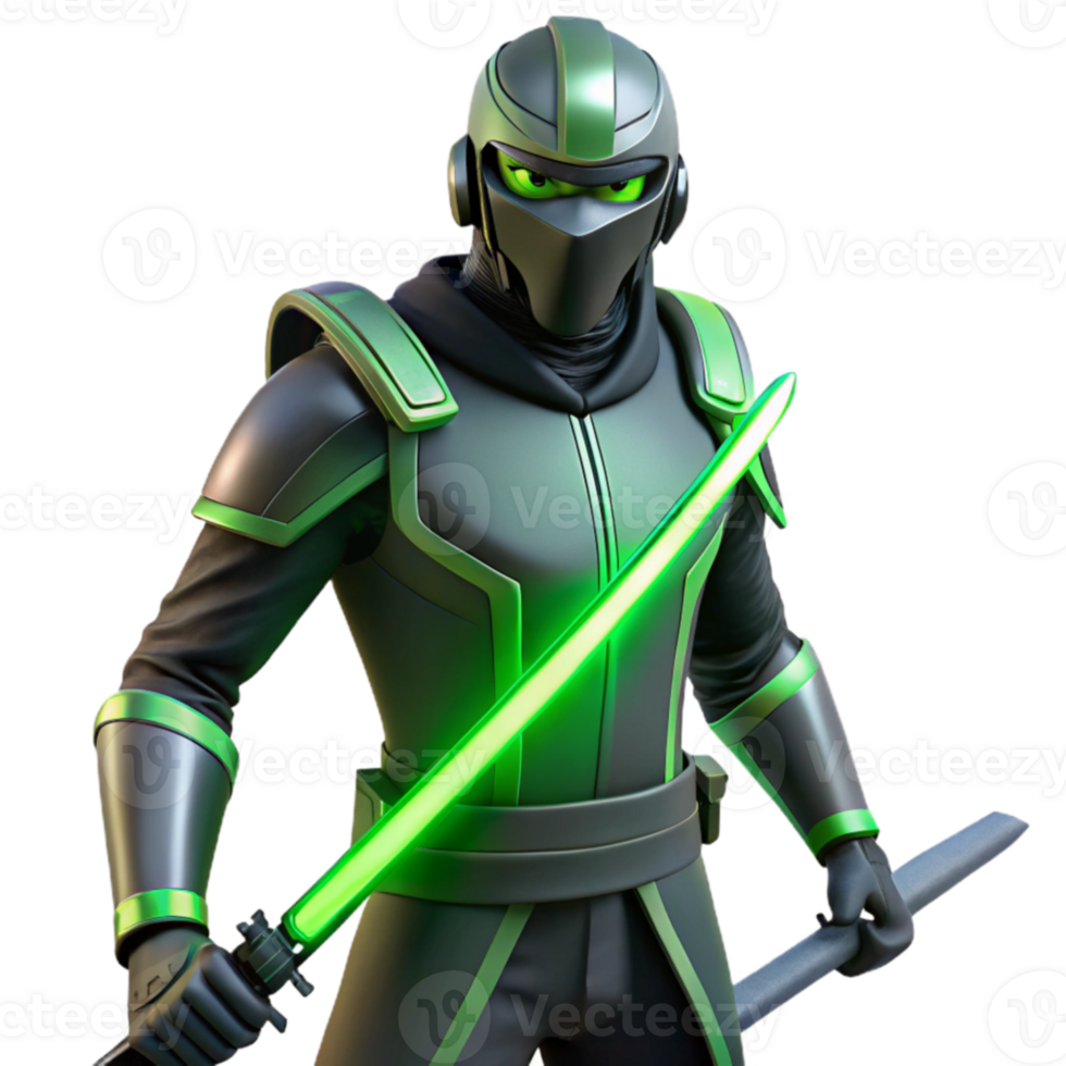 stunning abstract Green Ninja 3D Render high resolution png