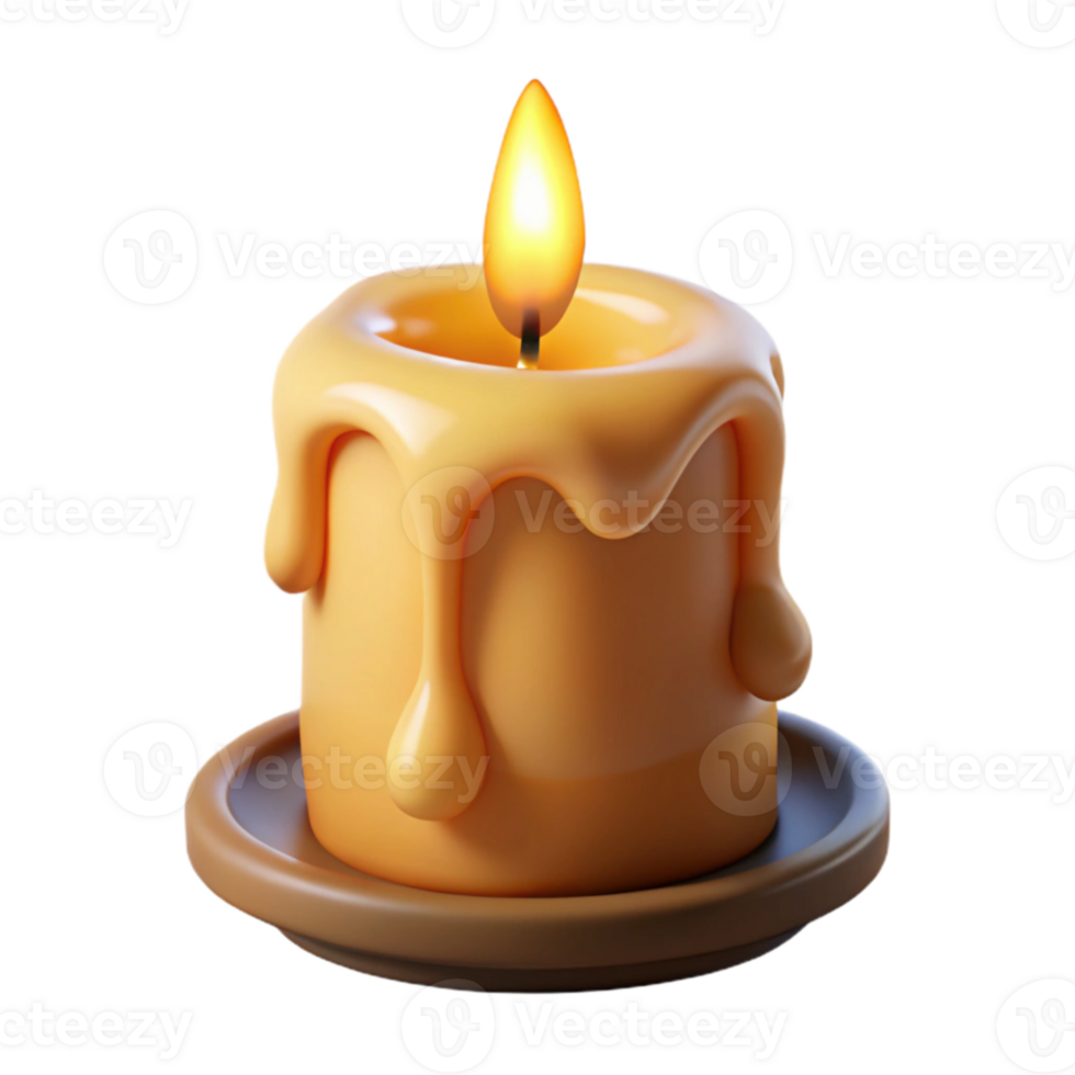 extraordinary minimalist Melted Wax Candle 3D Render genuine png