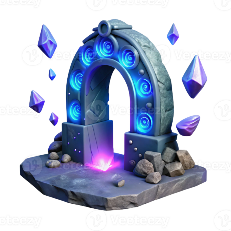 extraordinary creative Glowing Stone Arch 3D Render detailed png