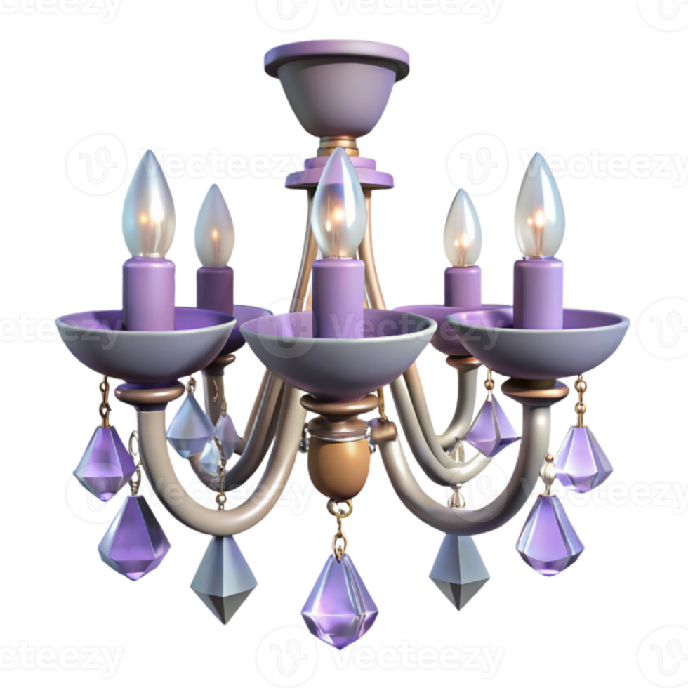 elegant rustic Lavender Crystal Chandelier 3D Render exclusive png