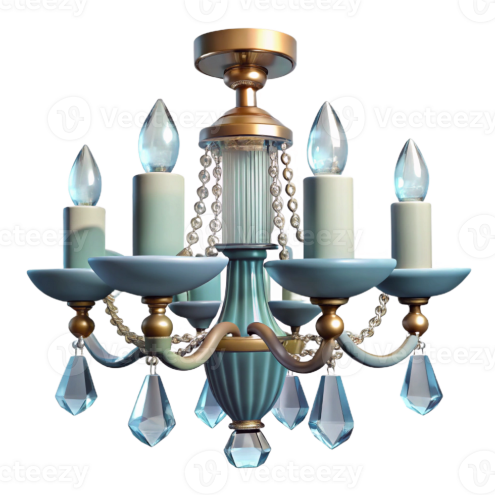 extraordinary minimalist Elegant Teal 3D Chandelier Model high quality png