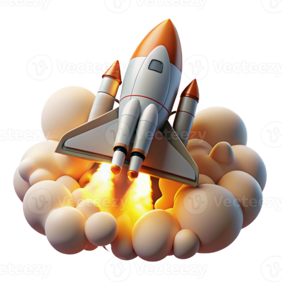 wonderful rustic 3D Rocket Launch Illustration professional png