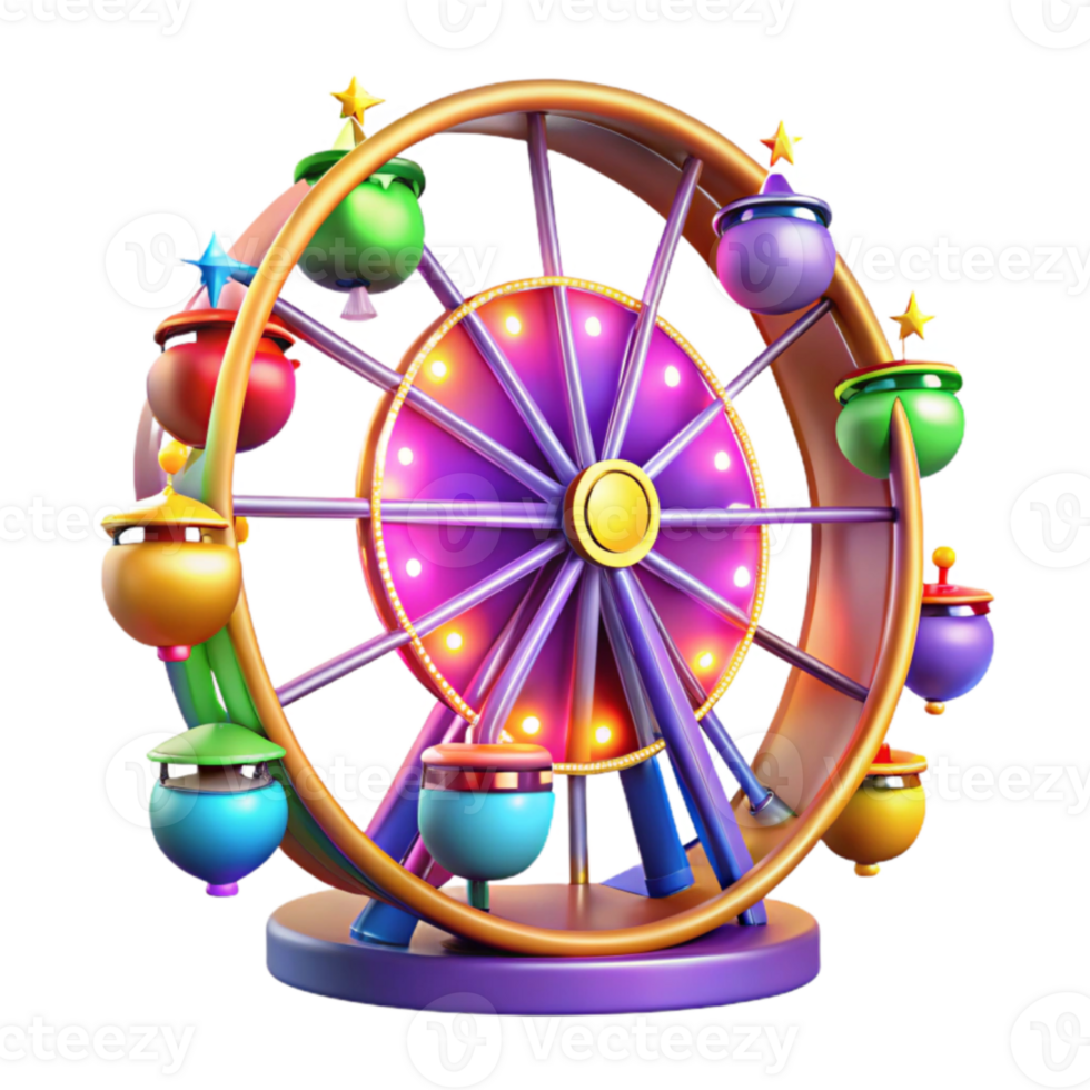 extraordinary minimalist Colorful Ferris Wheel 3D Render professional png