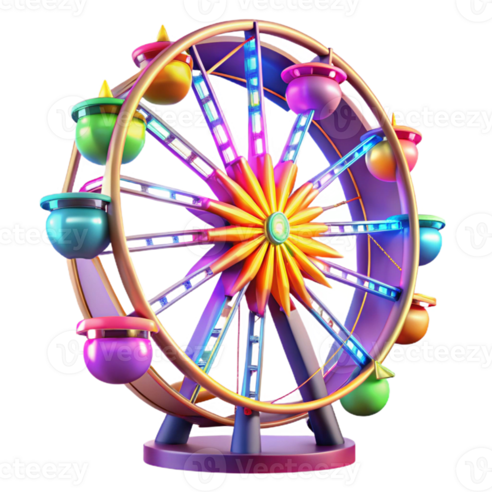 serene rustic Colorful Ferris Wheel 3D Render genuine png