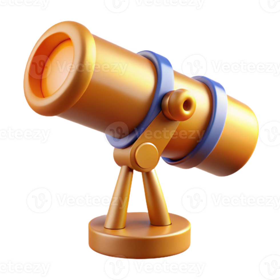 vibrant modern Golden 3D Telescope Illustration professional png