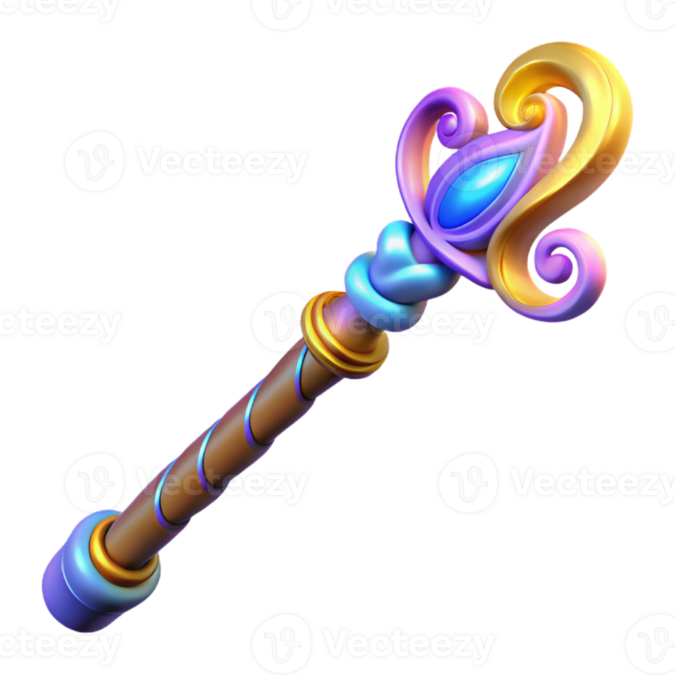 beautiful artistic Enchanted 3D Wand Illustration premium png