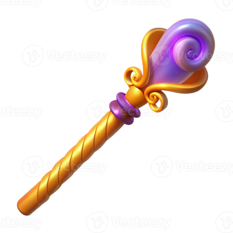dramatic contemporary Magical 3D Render of a Fantasy Wand exclusive png